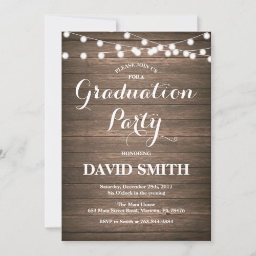 Rustic Wood Graduation Party Invitation Card