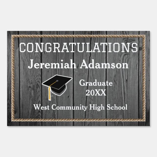 Rustic Wood Graduation Yard Sign (Front)