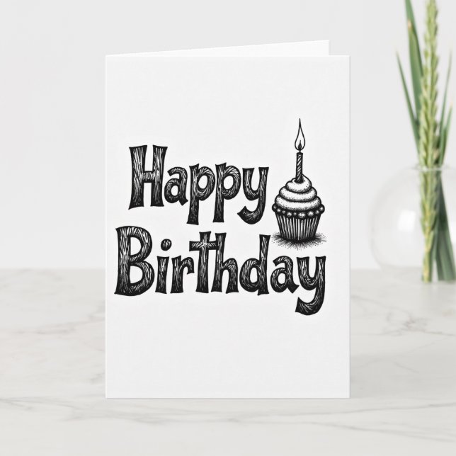 Rustic Wood Grain Birthday Card (Front)