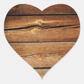 Rustic Wood Grain Boards Design Country Gifts Heart Sticker by PrettyPatternsGifts at Zazzle