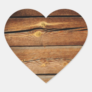 Rustic Wood Grain Boards Design Country Gifts Heart Sticker
