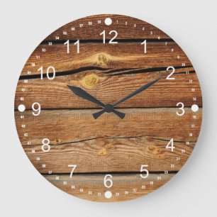 Rustic Wood Grain Boards Design Country Gifts Large Clock