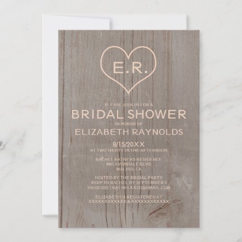 Rustic Wood Grain Bridal Shower Invitations
