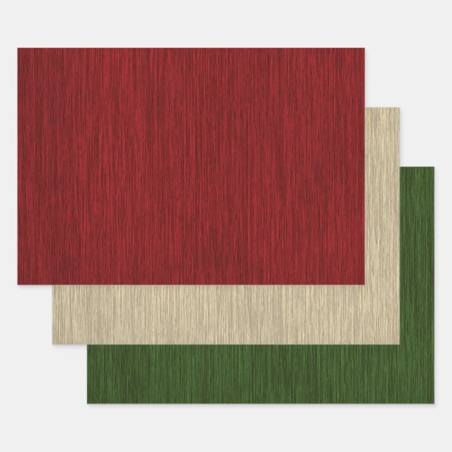 Rustic Wood Grain Christmas Wrapping Paper Sheets (Set)