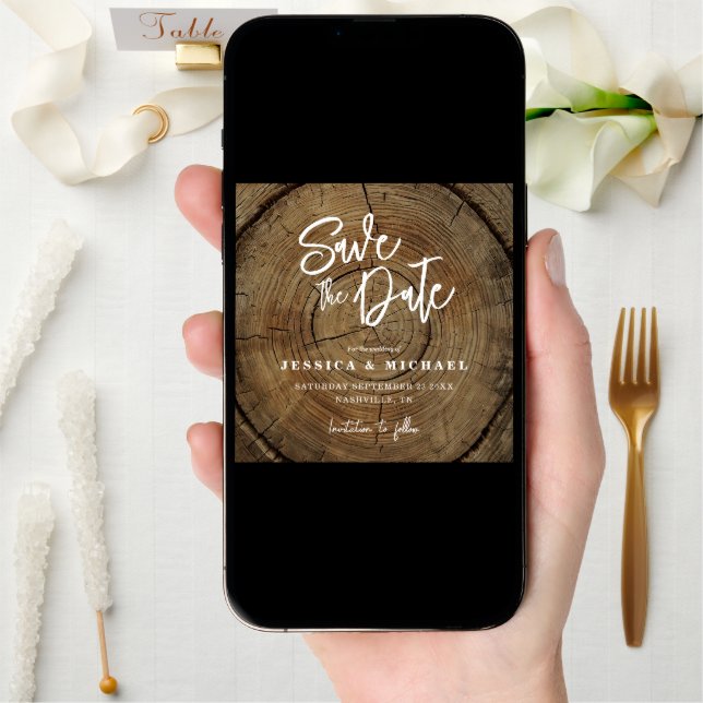 Rustic Wood Grain Country Wedding Save The Date (Front Digital)