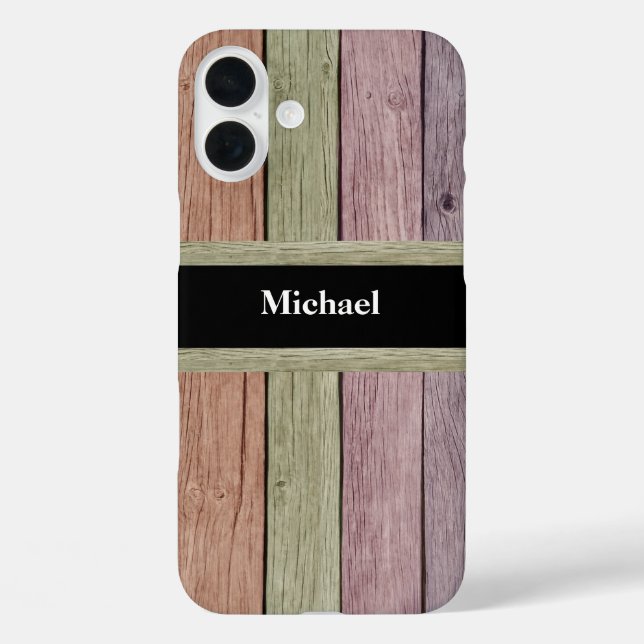Rustic Wood Grain Customizable Name  Case-Mate iPhone Case (Back)