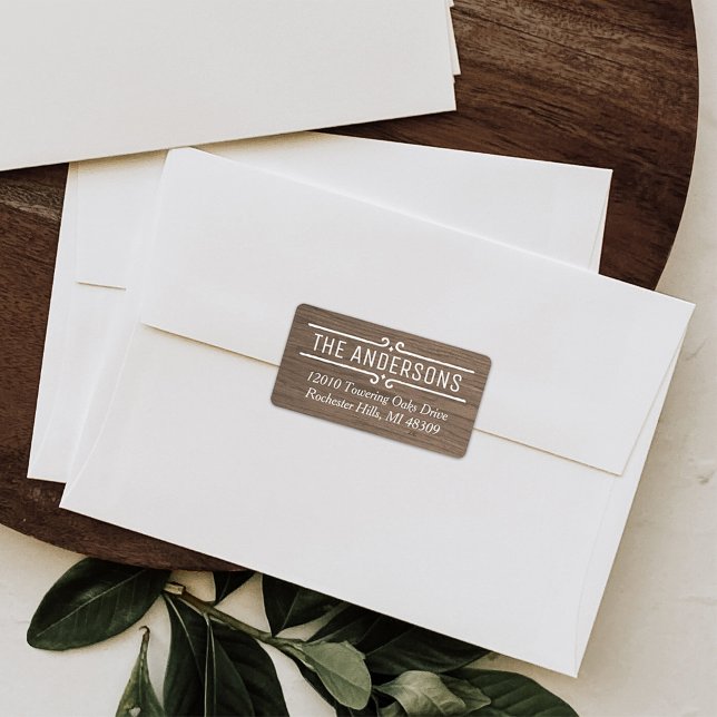 Rustic Wood Grain Decorative Scroll Address Label (Creator Uploaded)
