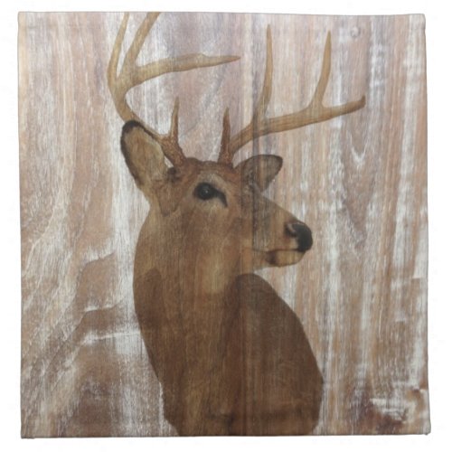 rustic wood grain deer the hunt is over wedding napkin