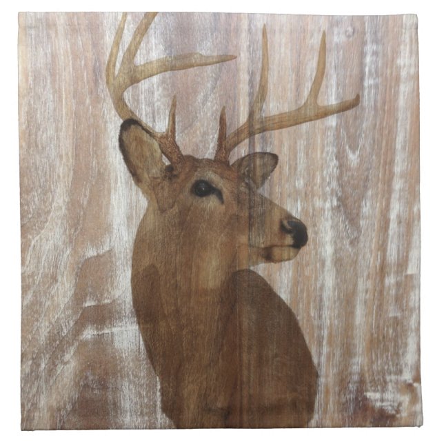 rustic wood grain deer the hunt is over wedding napkin (Front)