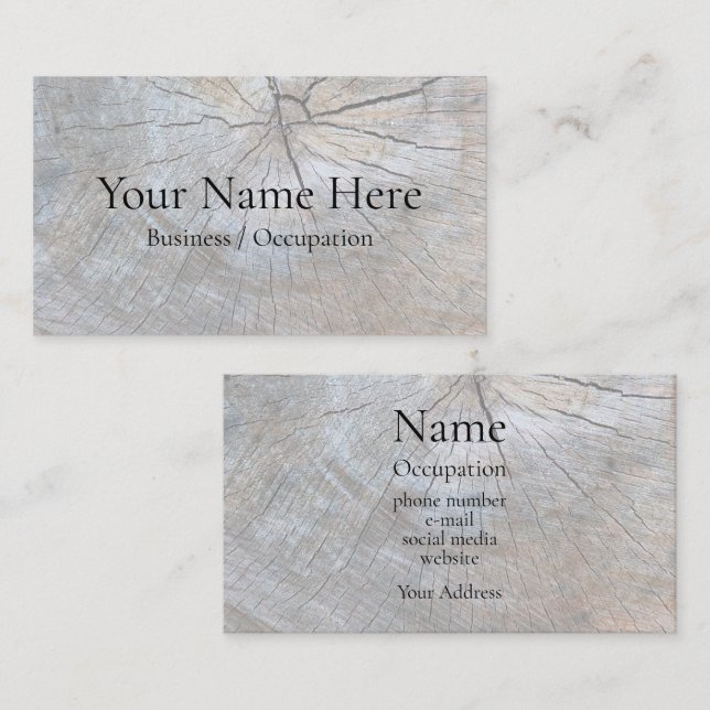 Rustic wood grain distressed barn wood business card (Front/Back)