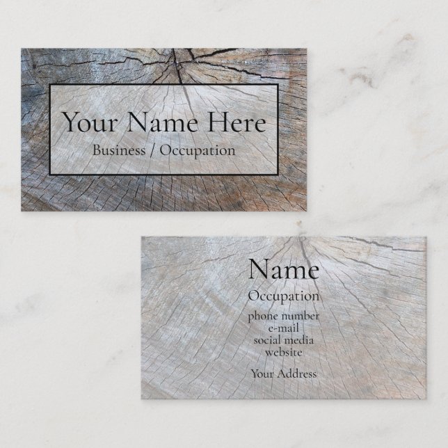 Rustic wood grain distressed barn wood business card (Front/Back)