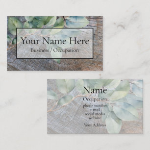 Rustic wood grain distressed botanical business card