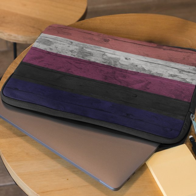 Rustic Wood Grain Genderfluid Pride Flag Stripe Laptop Sleeve (Creator Uploaded)