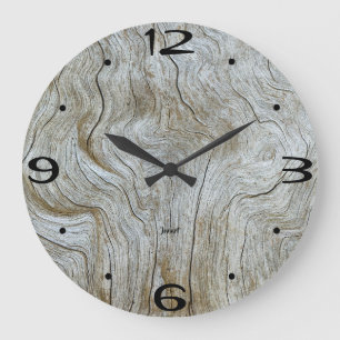 Rustic Wood Grain Home Wall Timepiece Decor Gift   Large Clock
