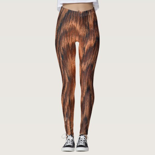 rustic wood grain pattern leggings Zazzle
