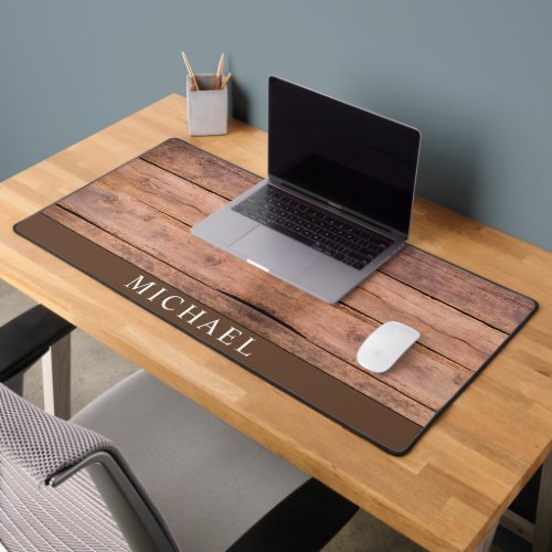 Rustic Wood Grain Personalized Desk Mat