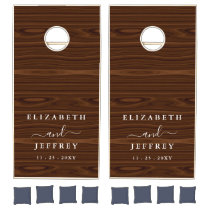 Rustic Wood Grain Personalized Wedding  Cornhole Set