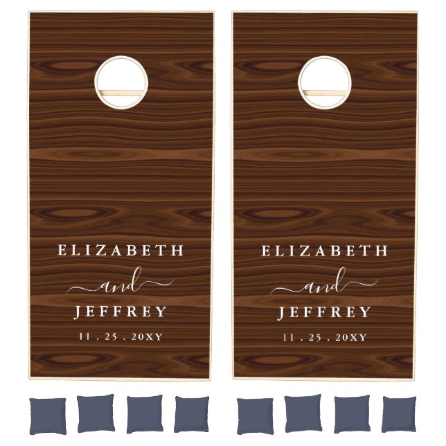 Rustic Wood Grain Personalized Wedding  Cornhole Set (Set)