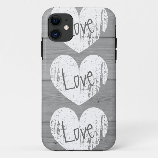 Rustic wood grain Phone case | faded love monogram (Back)