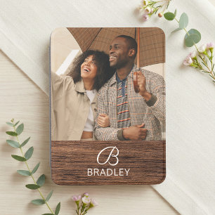 Rustic Wood Grain Photo Monogram Name Kindle Cover