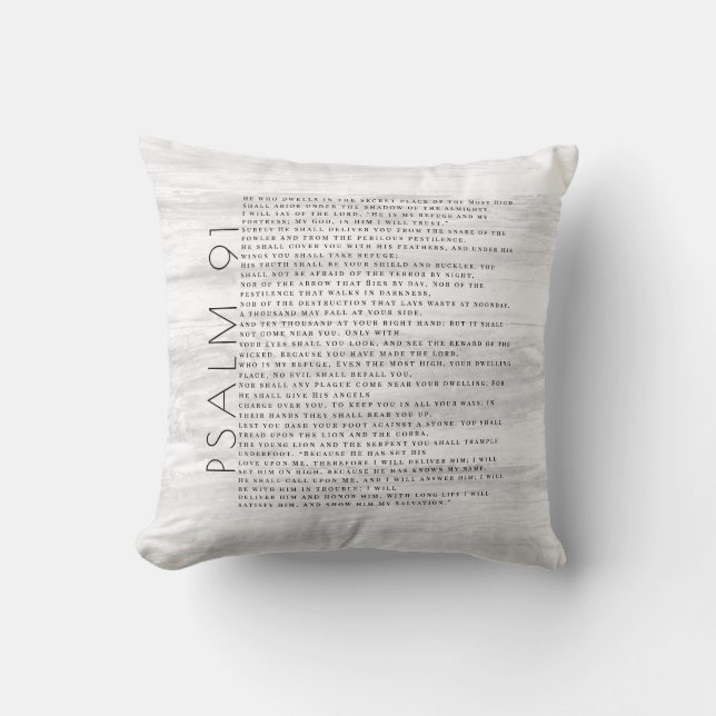 Rustic Wood Grain Psalm 91 Throw Pillow (Front)