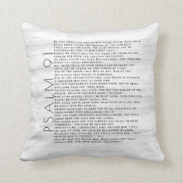Rustic Wood Grain Psalm 91 Throw Pillow