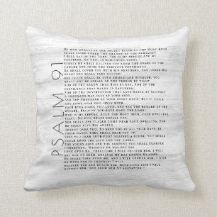 Rustic Wood Grain Psalm 91 Throw Pillow