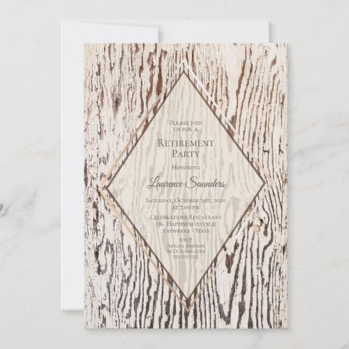 Rustic Wood Grain Retirement Invitation