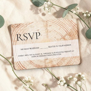 Rustic Wood Grain RSVP reserved Seating Card