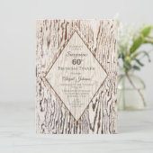 Rustic Wood Grain Surprise 60th Birthday Dinner Invitation (Standing Front)