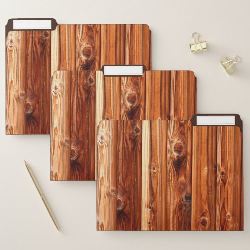 Rustic Wood Grain Texture Custom Design File Folder