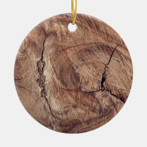 Rustic Wood Grain Texture Design Ceramic Ornament