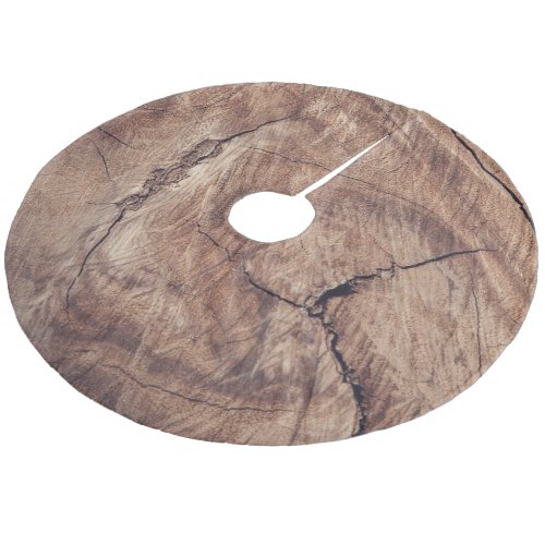 Rustic Wood Grain Texture Design Fleece Tree Skirt
