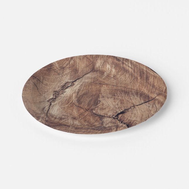 Rustic Wood Grain Texture Design Paper Plates (Angled)