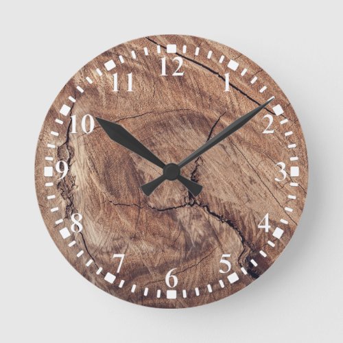 Rustic Wood Grain Texture Design Round Clock