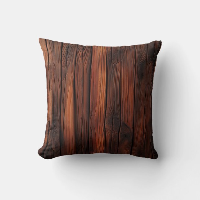 Rustic Wood Grain Throw Pillow (Front)