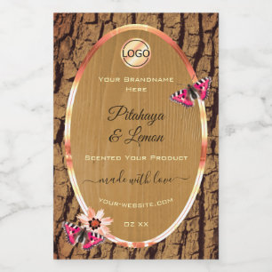 Rustic Wood Grain Tree Bark Product Labels Logo