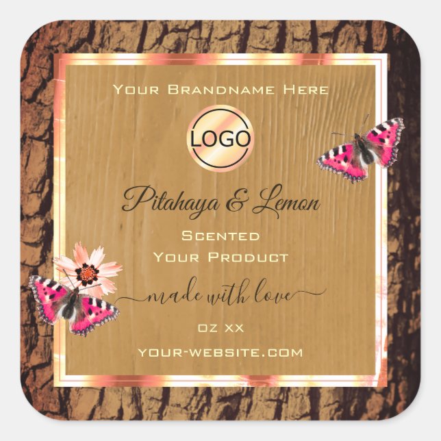 Rustic Wood Grain Tree Bark Product Labels Logo (Front)