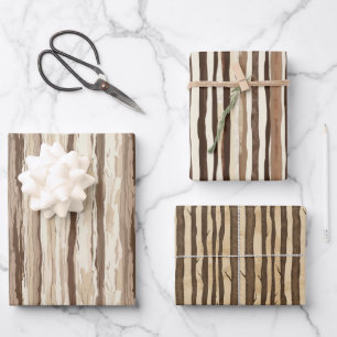 Rustic Wood Grain Tree Bark  Wrapping Paper Sheets