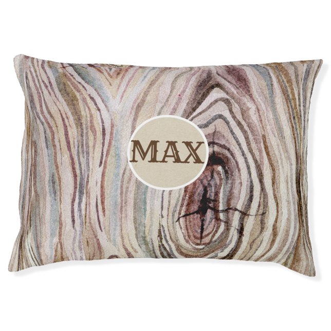 Rustic Wood Grain Watercolor Country Modern Pet Bed (Front)