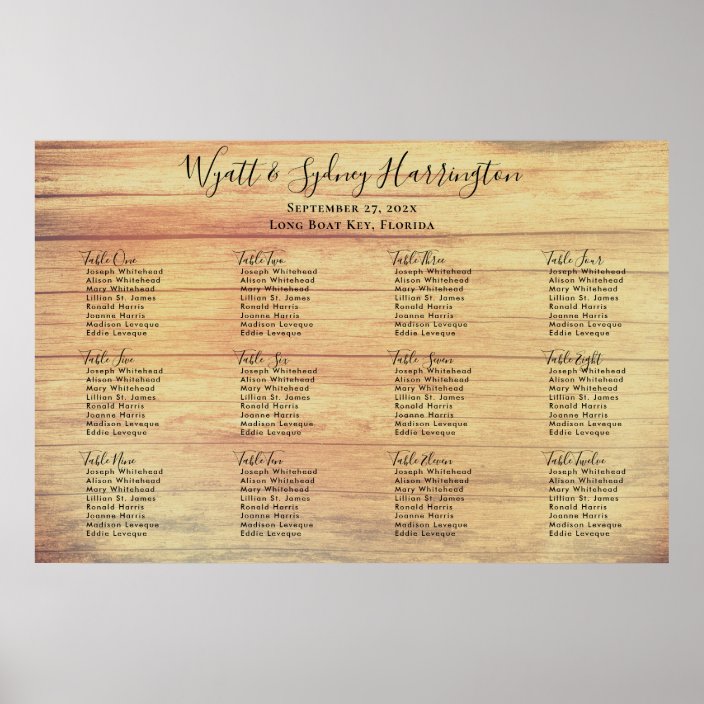 Rustic Wood Grain Wedding Reception Seating Chart