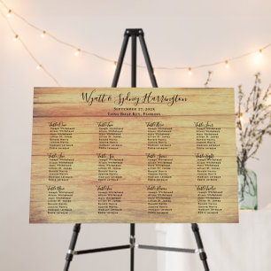 Rustic Wood Grain Wedding Reception Seating Chart Foam Board