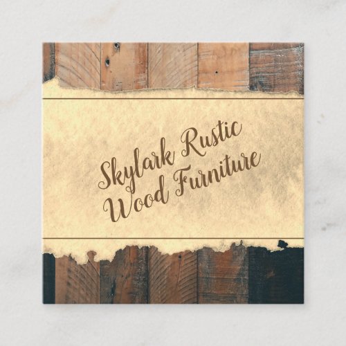 Rustic Wood Grain Wood Square Business Card