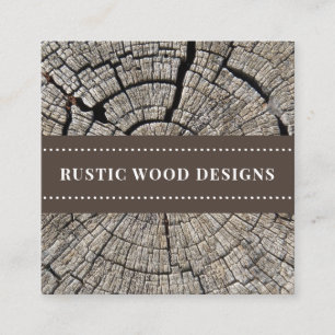 Rustic Wood Grain Woodworker Square Business Card