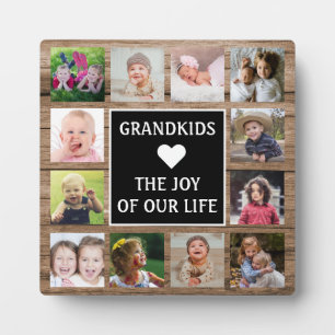 Rustic Wood Grandkids Quote 12 Picture Collage Plaque