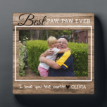 Rustic Wood Grandpa Best Paw-Paw Ever Photo Plaque<br><div class="desc">Express how much you love your grandpa with affection.A photo plaque with grandfather and grandkid picture will fill his heart with happiness.</div>