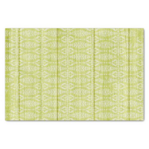 Rustic Wood Green Damask Shabby Cottage Chic Tissue Paper