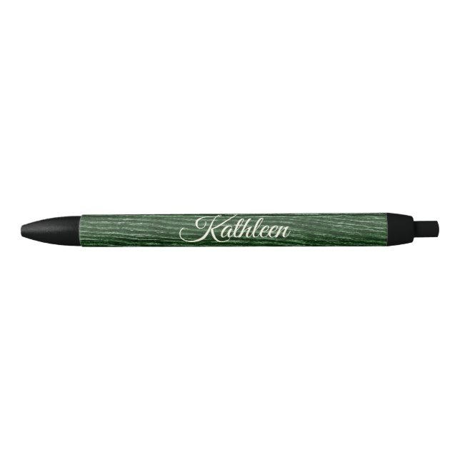 Rustic Wood Green Monogram Pen (Front)