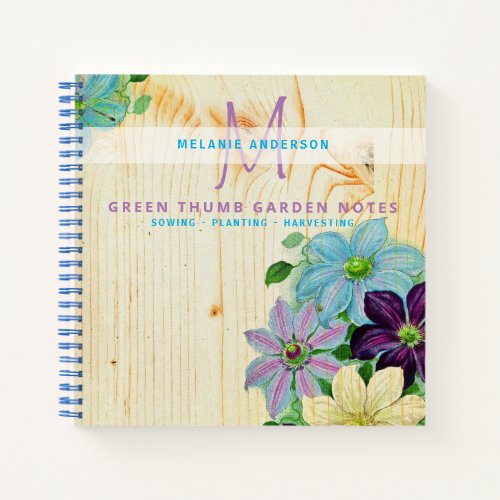 Rustic Wood Green Thumb Gardeners Journal