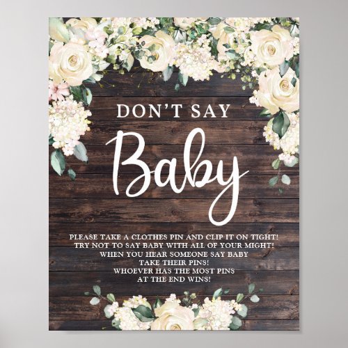 Rustic wood greenery boho dont say baby sign